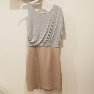 BCBG Generation grey and tan dress.